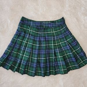 Vintage y2k forever21 green pleated school girl mini skirt size small